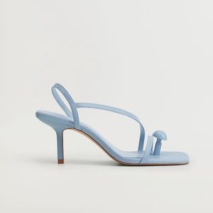NWT Mango Leather Strap Sandals Sky Blue